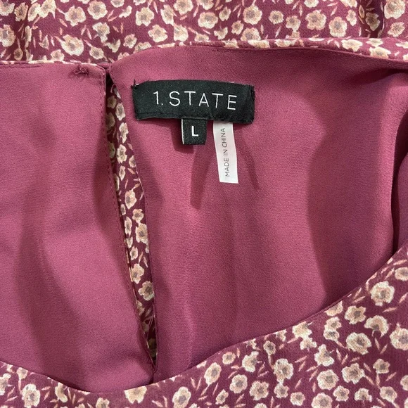 Revolve Brand 1.State Ditsy Floral Ruffled Mini Dress Size L Magenta Fai… - Picture 7 of 8